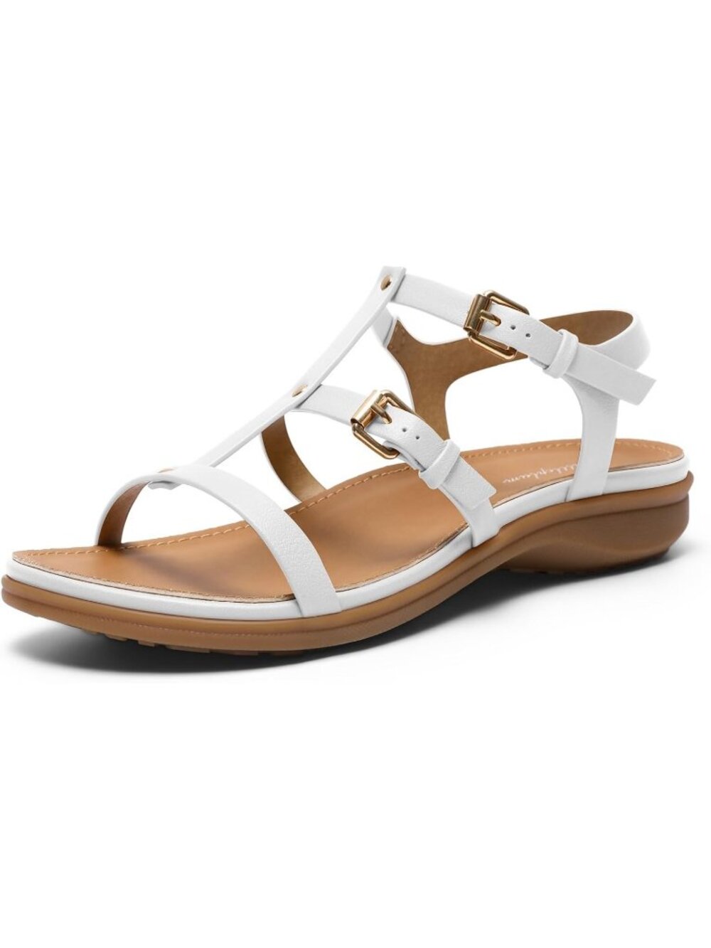 Women's White Soft Flexible Arch Support Adjustable Gladiator Buckle Sandals
